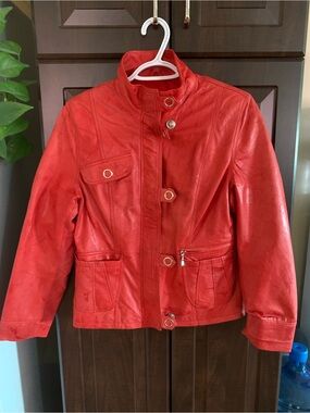 Marco Polo faux red leather jacket